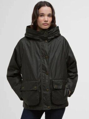 Rustic ~ Barbour Hollies Waxed Jacket w/ Hood MSRP$465 ~ British Elegance